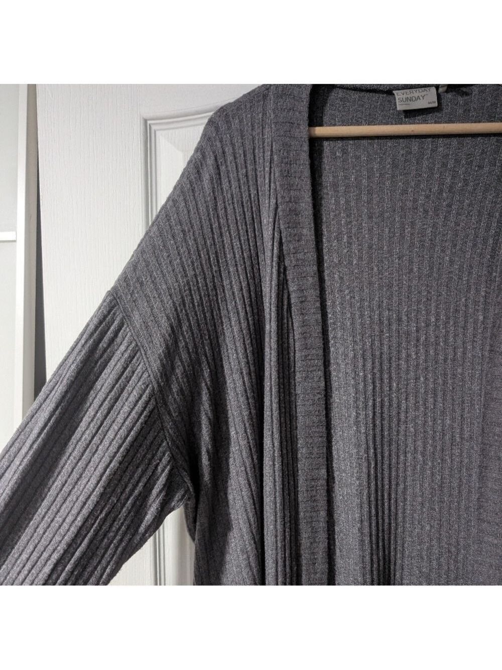 Everyday Sunday | Ribbed Knit Long Cardigan In Grey - Picture 7 of 11